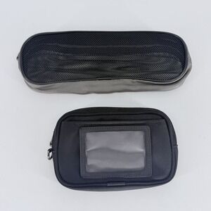 Tumi Black Zippered Accessory Travel Bag w/ID Window & Mesh Pouch 2 Pc Set